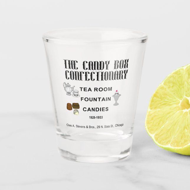 Copo De Shot Confeitório Candy Box, Chas A Stevens, Chicago (Frente)