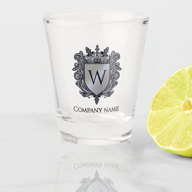 Copo De Shot Copo Elegant Crest Shot (Elegant Crest Shot glass - silver shield emblem)