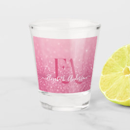 Copo De Shot Copo para Shot com Brilho Rosa com Nome e Iniciais