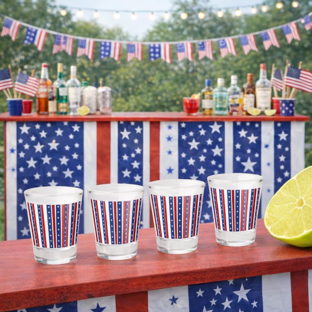 Copo De Shot Copo para Shot Estrelas & Listras Patrióticas ("Patriotic party shot glasses")