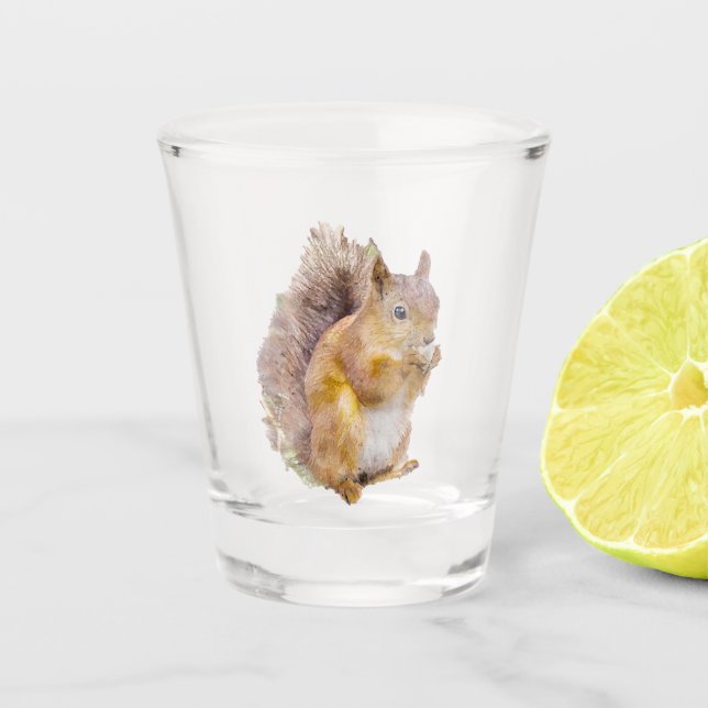Copo De Shot Cor de água do esquilo vermelho (Frente)