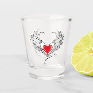 Copo De Shot Coração Anjo Vermelho com asas