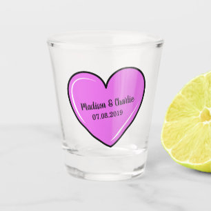 Copo De Shot Coração Cor-de-rosa-branca nomes personalizados e 