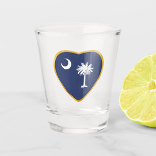 Copo De Shot Coração da bandeira do estado de South Carolina
