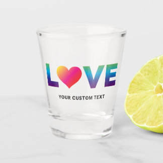 Copo De Shot Coração de Amor Arco-íris com Texto Personalizado