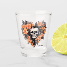 Coração de Anjo Noturno Floral Laranja e Preto