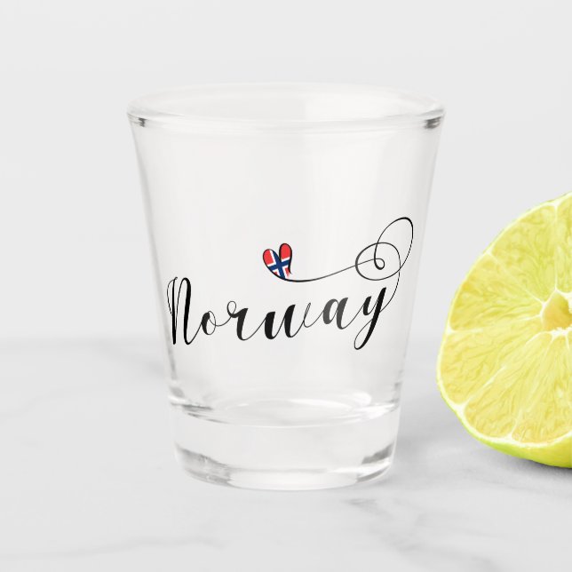 Copo De Shot Coração norueguês da bandeira, Noruega (Frente)