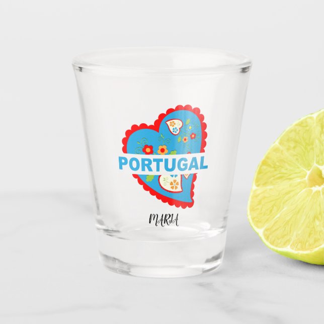 Copo De Shot Coração português alegre (Frente)