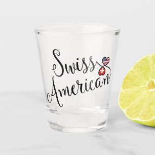 Copo De Shot Corações Entwinados Suíços Americanos