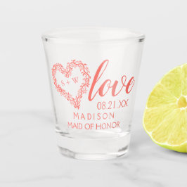 Copo De Shot Coral Woodsy Wedding Garland Heart Bridal Party