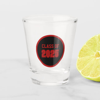 Copo De Shot Cores da Escola Preto e Vermelho Ano de Graduação