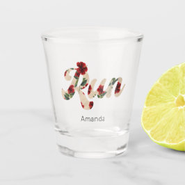 Copo De Shot CORRA Padrão Floral Vermelho Tipo Retro Rústico Vi