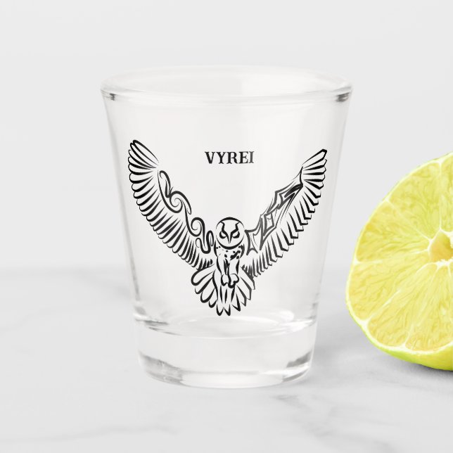 Copo De Shot Coruja voadora branca e negra (Frente)