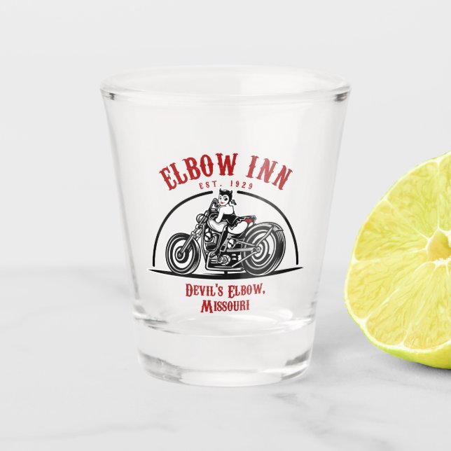 Copo De Shot Cotovelo Oficial Inn® Biker Lucy Shot Glass (Frente)