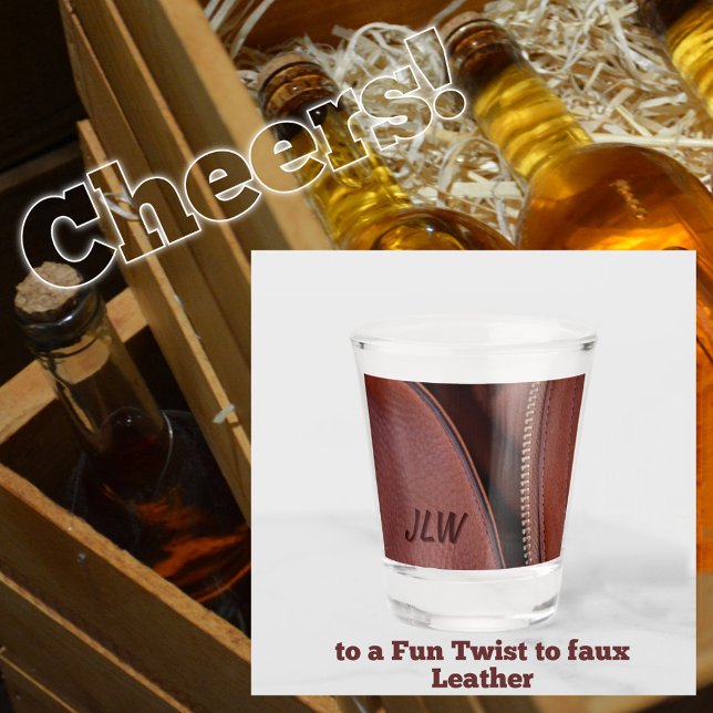 Copo De Shot Couro castanho faux com Zipper aberto (Criador carregado)