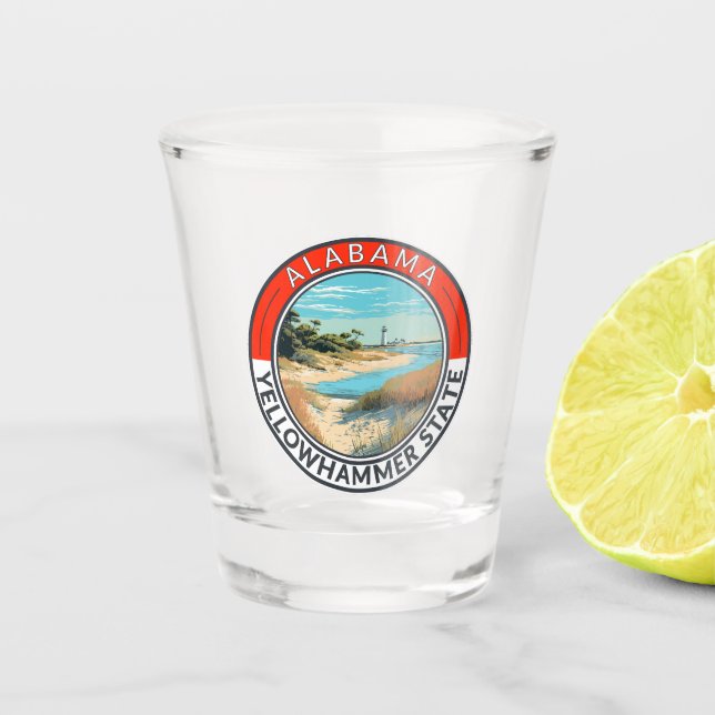Copo De Shot Crachá de arte de viagem do Alabama (Frente)