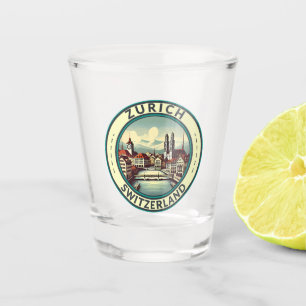 Copo De Shot Crachá de Viagem de Ilustração de Suiça Zurique