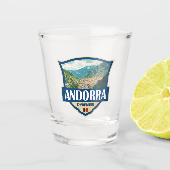 Copo De Shot Crachá Retroativo da Ilustração Andorra (Frente)