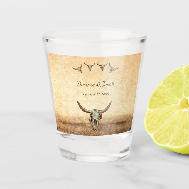 Copo De Shot Crânio De Vaca De Casamento Russo Ocidental (Frente)