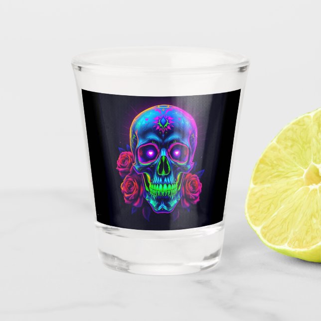 Copo De Shot Crânios e Rosas  (Frente)