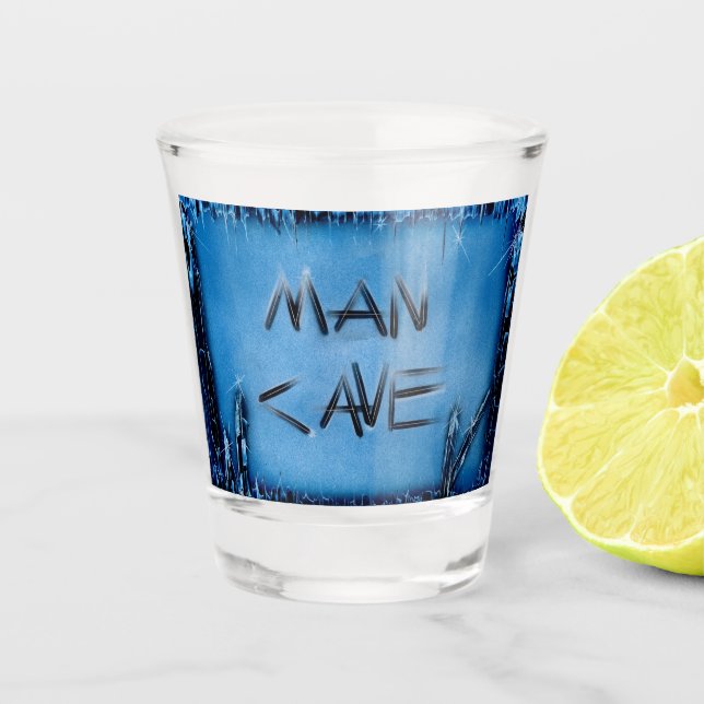 Copo De Shot Cristais Azuis de Caverna Homem (Frente)