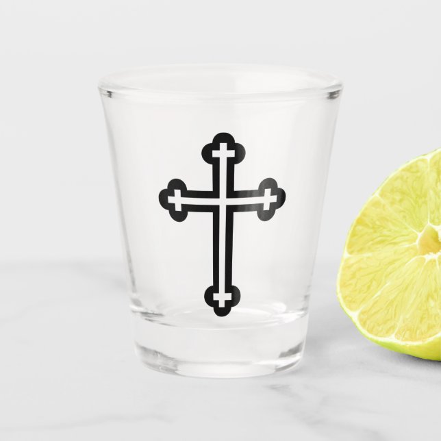 Copo De Shot Cruz cristã negra (Frente)