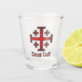 Copo De Shot Cruz Deus Vult dos Cavaleiros Templários de Jerusa