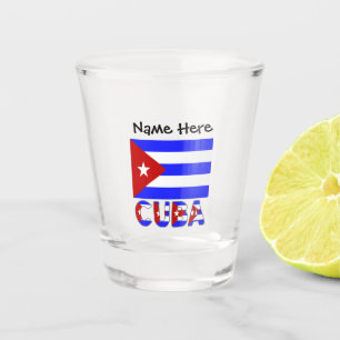 Copo De Shot Cuba and Cuban Flag Light Blue with Your Name