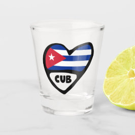 Copo De Shot Cuba Country Code Flag Heart, CUB