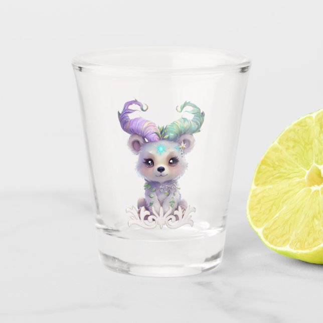 Copo De Shot Cubo de urso mágico com brilho pastel. (Frente)