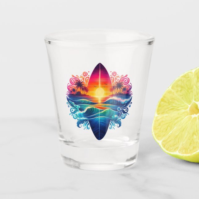 Copo De Shot Curvas de surfe solares (Frente)
