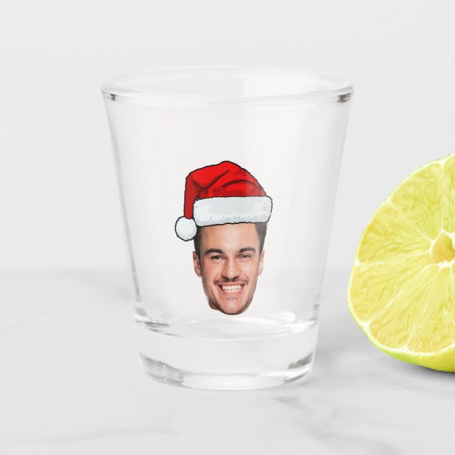Copo De Shot Custom Face Photo Santa Hat Christmas (Frente)