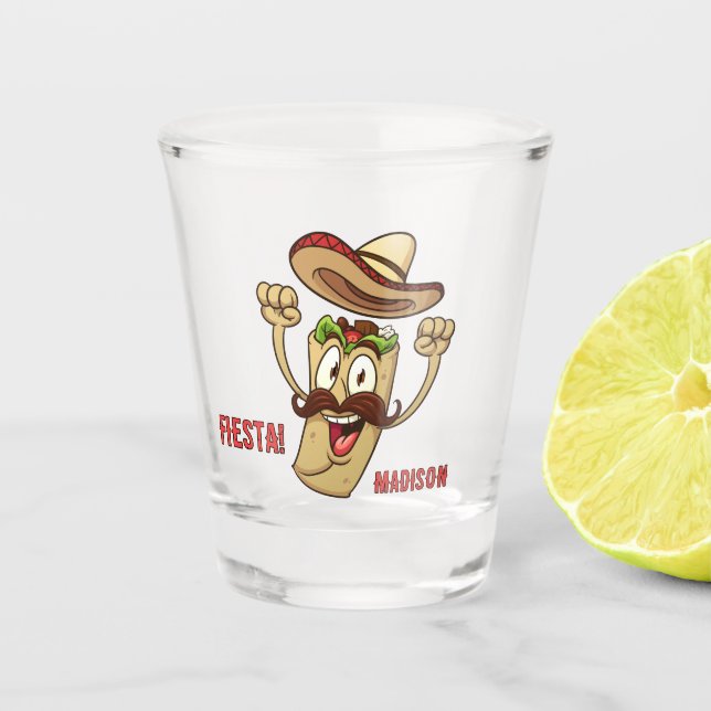 Copo De Shot Custom Name & Text Mexican Fiesta (Frente)