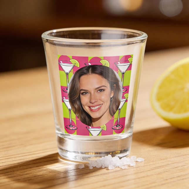 Copo De Shot Custom Photo Face & Cocktail Personalized Pink (Criador carregado)