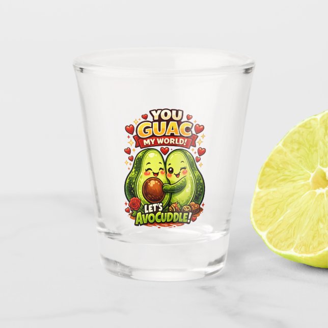 Copo De Shot Cute Avocado Valentine’s Love Design, kawaii Love (Frente)