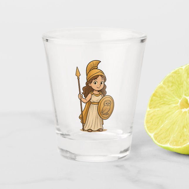 Copo De Shot Cute Cartoon Athena Shot Glass | Greek Goddess (Frente)