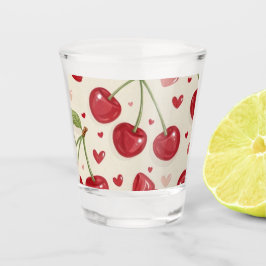 Copo De Shot Cute Coquette Cereja e Laços de Fita Vermelha Sem 