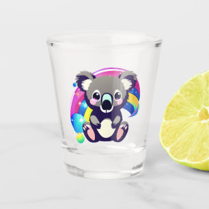 Copo De Shot Cute Koala Bear e Rainbow