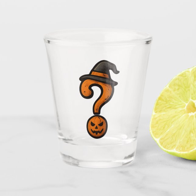 Copo De Shot Cute Pumpkin Halloween Question Mark Shot Glass (Frente)