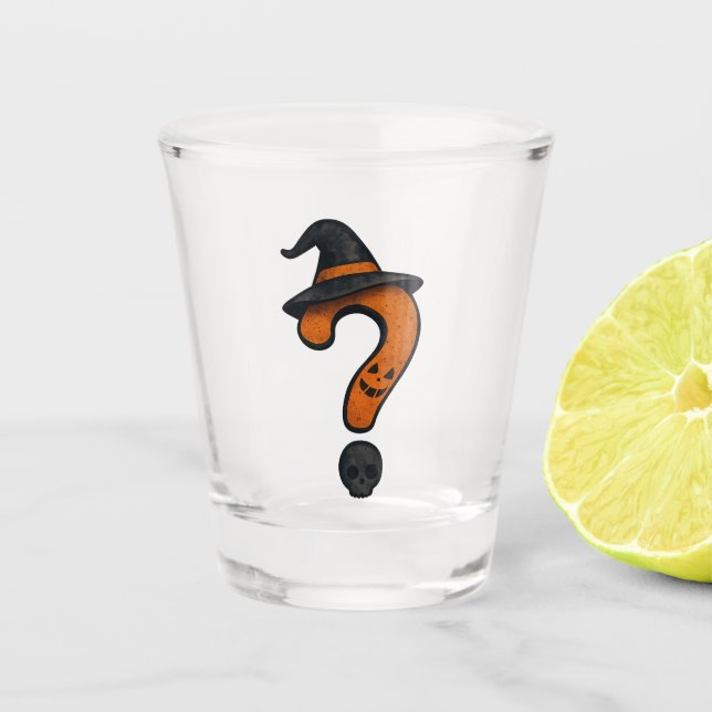 Copo De Shot Cute Pumpkin Halloween Question Mark Shot Glass (Frente)