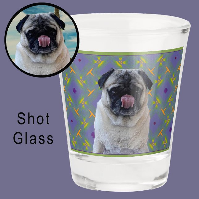 Copo De Shot Cute Purple Modern Photo Gift for Puppy Dog Mom (Criador carregado)
