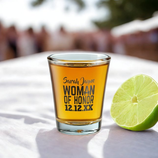 Copo de Shot da Mulher de Honra (For your Woman of Honor. Just add her name and your wedding date)