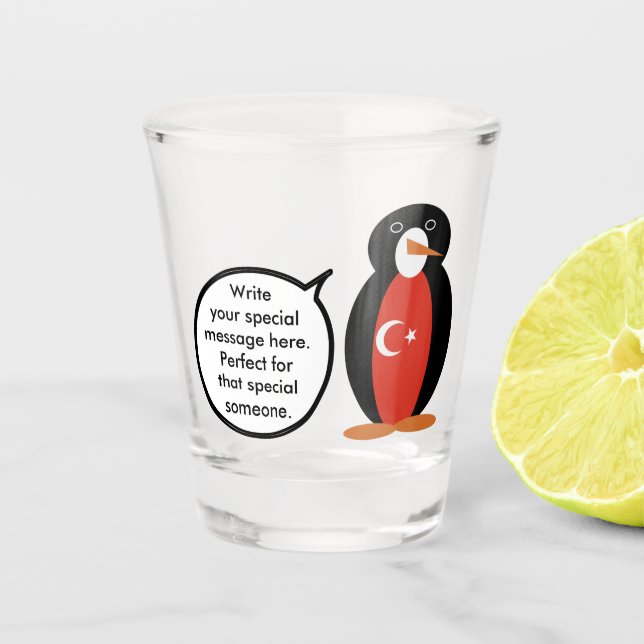Copo de Shot da Sra. Pinguim Falante com a Bandeir (Frente)