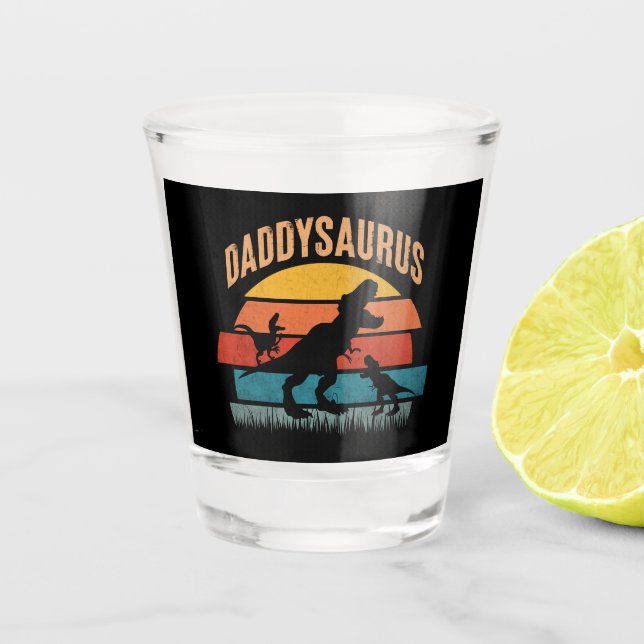 Copo De Shot Daddysaurus - Presente para Pai Dinossauro Engraça (Frente)