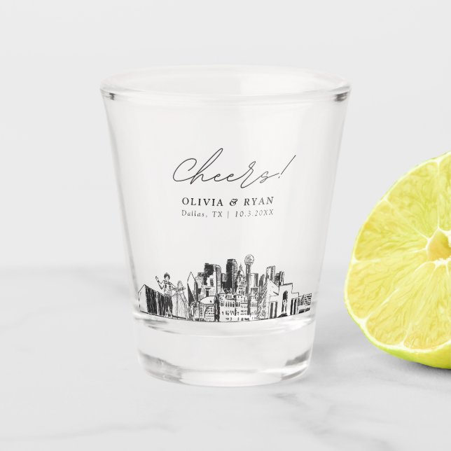 Copo De Shot Dallas Wedding Favorece Chefias Personalizadas (Frente)