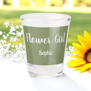 Copo De Shot Dama de Honra Menina das Flores Verde Sage
