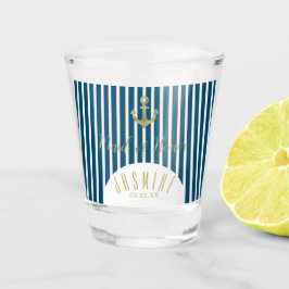 Copo De Shot Dama de Honra Náutica Âncora Dourada Logotipo de C