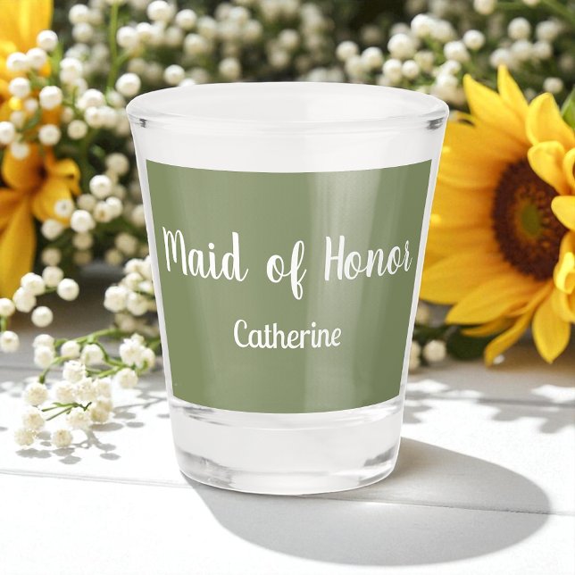 Copo De Shot Dama de honra verde salvia Bridesmaid (Criador carregado)