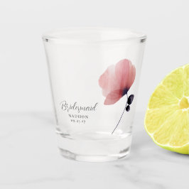 Copo De Shot Damas de honra Aquarela Bege Papoula Personalizada