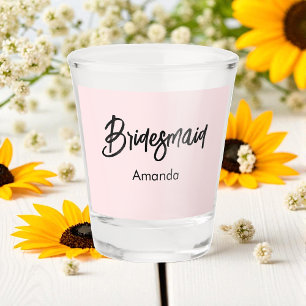 Copo De Shot Damas de Honra Rosa Claro Script Caligrafia